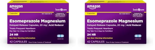 Image of Amazon Basic Care Esomeprazole Magnesium Delayed Release Capsules, 20 mg, Acid Reducer, 42 Count (Pack of 2)