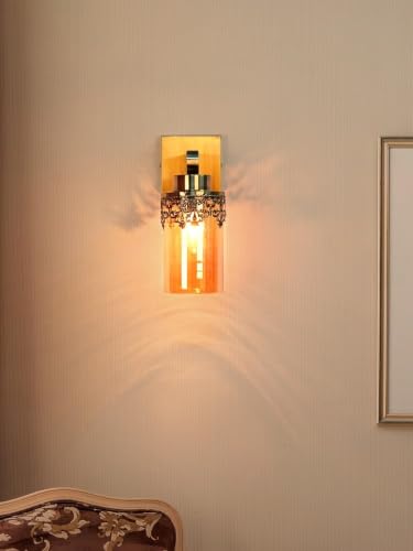 Image of Cylindrical Embellished Wall Sconce Made with Glass Light for Home Decorative Lamps for Bedroom Living Room & Home Decoration