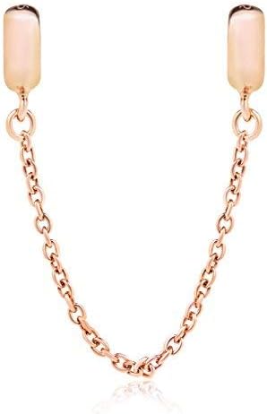925 Sterling Silver Stopper Safety Chain Bead Charm for European Charm Bracelets (Rose Gold) - Image 3