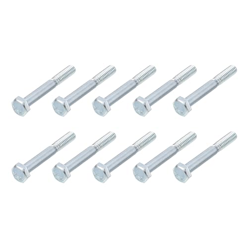 METALLIXITY Hex Bolts (1/4-28x2) 12Pcs, Carbon Steel Zinc Plated Partial Threaded, UNF Fine Thread Hex Head Screw Bolt - for Furniture Repair, Silver
