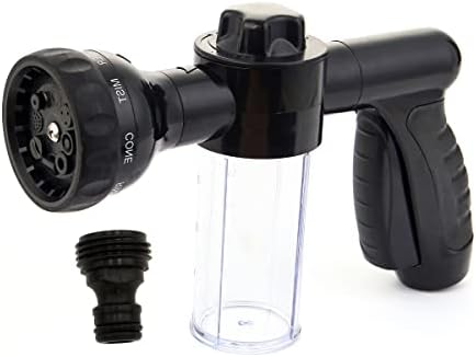 Car Wash Foam Gun, High Pressure Water Garden Hose Nozzle, Soap Foam Sprayer with 8 Adjustable Watering Patterns, Bubble Cleaning Blaster for Vehicle, Plants, Lawn, Patio, Pets Showering (Black)