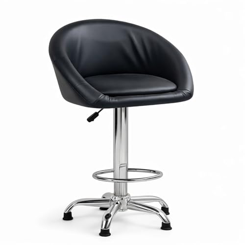 Image of LAVKUSH Sales | 446 Premium Bar Chair (Black) | Ergonomic Mid-Back Revolving Counter Stool with Deep Padded Cushion | Adjustable Gas-Lift Swivel Chair