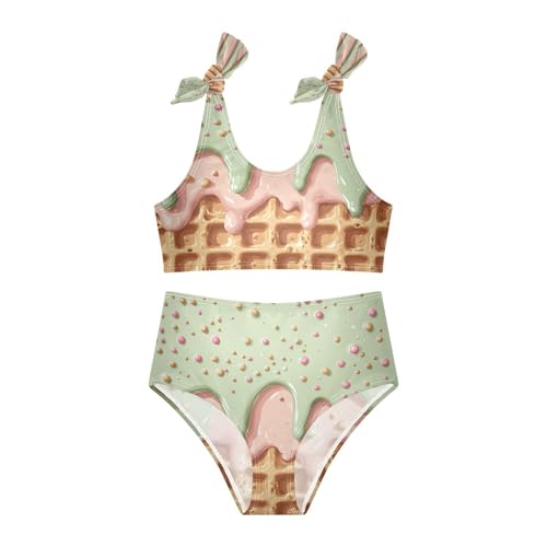 Sprinkles Chocolate Light Green Mint Glaze Ice Cream Girls Tankini Swimsuit Kids Bikini Sets 2 Pcs Bathing Suit 3T3
