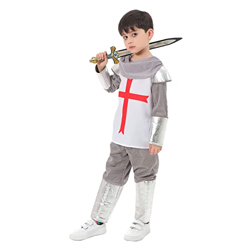 Funivals Medieval Knight Costume For Boys With Hat，Halloween Kids Knight Costume，Renaissance Valiant Knights Outfit (S) #TOP3