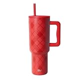 Simple Modern Trek | 40 oz Christmas Tumbler with Handle and Straw Lid | Cup Holder Friendly Insulated Stainless Steel Travel Mug | Holiday Gifts for Women Men Her Him | Holiday Flannel