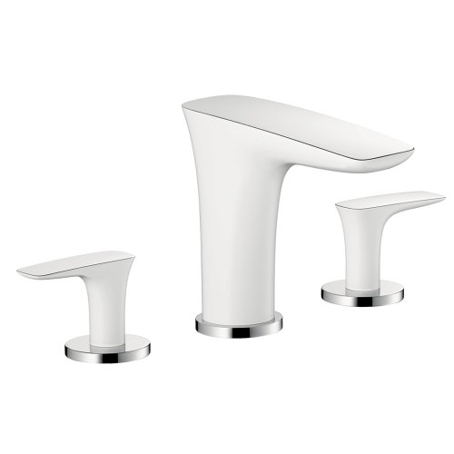 Hansgrohe Puravida Avantgarde 2-Handle 17-Inch Wide Roman Tub Filler Freestanding Bathtub Faucet In White/Chrome, 15440401 #TOP19