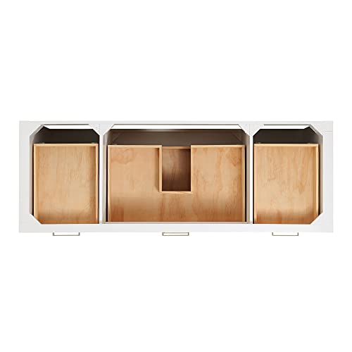 Ariel Bristol 61" Inch Single White Bathroom Vanity | Rectangle Sink | Italian Carrara Marble Countertop | 2 Soft-Closing Doors | 5 Dovetail Full Extension Drawers | Polished Chrome Hardware #TOP5