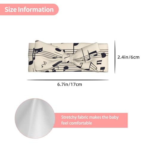 Music Notes Print Picture Baby Bow Headband Super Stretchy Soft Bows Hair Accessories for Newborn Infants Toddlers Kids Girls3