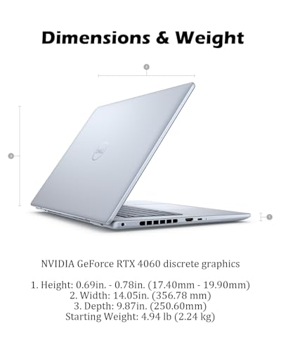 Image of Dell Inspiron 16 Plus 7640 Laptop Computer - NVIDIA RTX 4060, 16 inch 2.5K 120Hz Anti-Glare Display, Intel 16-Core Ultra 7 155H, Backlit KB, AI Copilot, Win 11 Pro, 64GB RAM, 4TB SSD