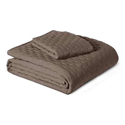 Amazon Basics Brushed Microfiber Quilt Set, Extra Soft with Natural Texture, 2-Piece, Twin/Twin XL, Brown