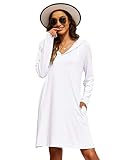 Wildtrest Womens Summer Swimwear Beach Cover Ups Shirt Bikini Beachwear Bathing Suit Beach Dress(Whi