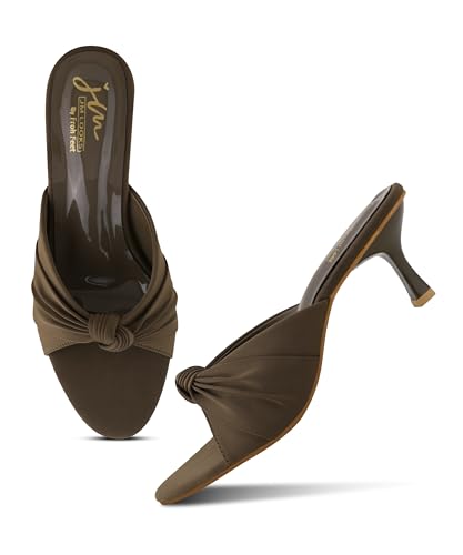 Image of JM LOOKS Women Elegant Knot Front Kitten Heel Sandals Stylish Slip On Low Block Dress Mules