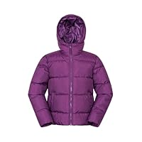 Mountain Warehouse Lottie Kids Water Resistant Padded Jacket - Warm Jacket in Rip Stop Fabric, Boys & Girls Coat - Autumn Winter Outdoors, Travelling & Hiking Dark Purple Teen Size 13 Years