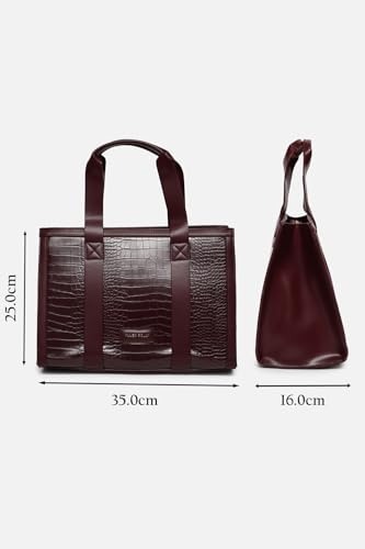 Image of Allen Solly Women's Large Tote Shoulder Bag | PU Leather | Soft Touch | Detachable Sling | College & Daily Carry