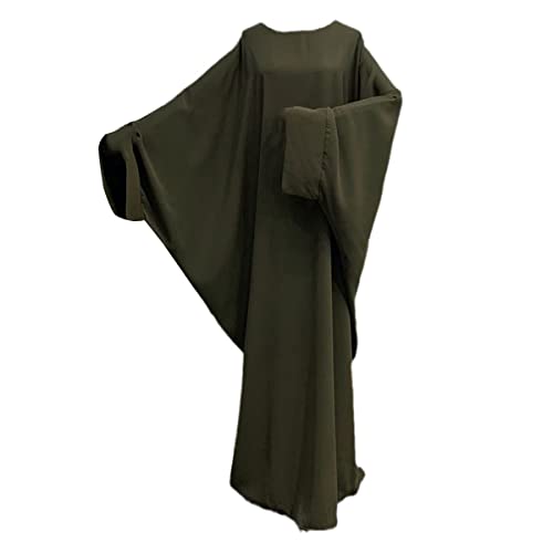 Ensemble de prière musulman Kelsiop abaya vert militaire avec hijab intégré