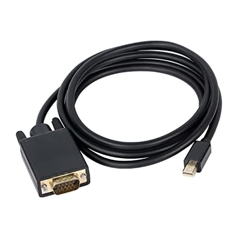 XMSJSIY Mini DP/Displayport to VGA Cable Adapter, Thunderbolt Mini DP Male to VGA Male Converter Laptop to PC Monitors 1080P-1.8 M Cover