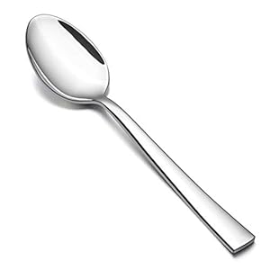 Dinner Spoons Set of 12, E-far 7.9 Inch Stainless Steel Soup Spoons Tablespoons for Home, Kitchen or Restaurant, Non-toxic & Mirror Polished, Squared Edge & Dishwasher Safe