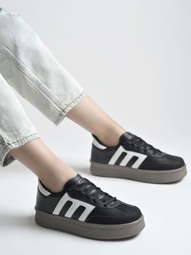 Image of Shoetopia Women's Casual Sneakers || Lace-Up Low-Top Shoes with Cushioned Sole || Trendy Daily Footwear Walking Shoes