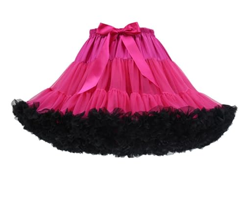 Sipumia Saia feminina super fofa, saia tutu de chiffon, princesa, balé, dança, saia curta, Fúcsia e