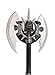 BladesUSA – Fantasy Axe – Full Size Fantasy Medieval Battle Axe, Dual Blades and 11 Steel Spikes Around Center Skull. Wire Wrapped Handle, Display Plaque - SW-701 – Collectible, Display, Replicas Silver
