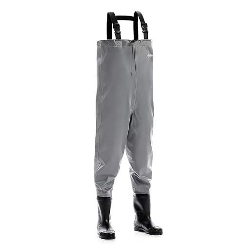 Foxelli Chest Waders - 2-ply Nylon/PVC Waterproof Lightweight Fishing Waders for Men & Women with Boots