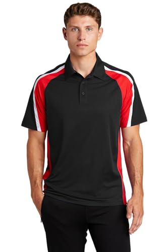 SPORT-TEK Unisex Tricolor Micropique Sport-Wick Polo | Short Sleeve Collared Shirt for Men & Women, Casual Fit Top for Work, Golf & Tennis