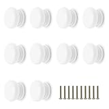 ATTEEFI 10 Piezas Tiradores Cajones, Blanco Tirador Armario, Diámetro 32,5 mm, Redondo Pomos Cocina, para Armarios, Cajones, Tocadores, Guardarropas