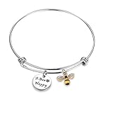 WUSUANED Honey Bee Bracelet Bee Charm Bracelet Good Luck Bee Gift Insect Bee Jewelry Inspirational...