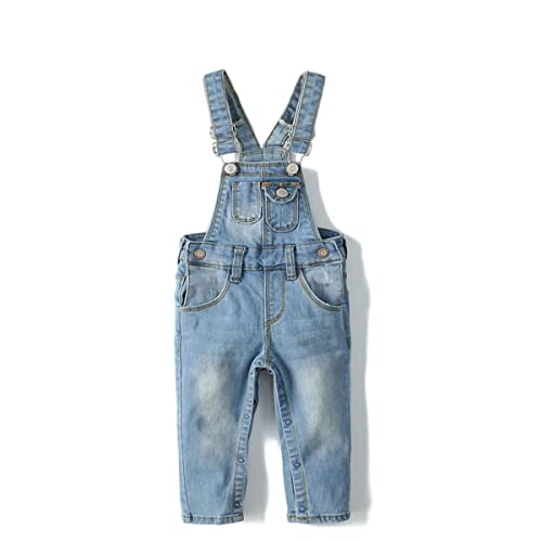 Image of KIDSCOOL SPACE Baby Boy Girl Denim Overalls,Toddler Cute Jeans Dungarees