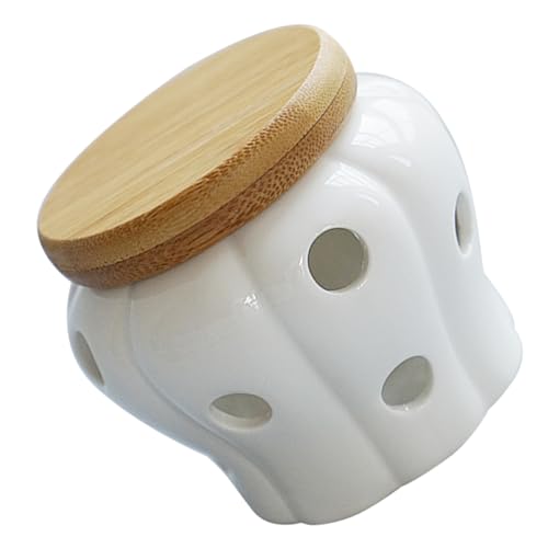 COLLBATH Hollow Garlic Keeper Reusable Ceramic Garlic Holder Garlic Storage Container Garlic Keepers Drying Garlic Storage Jar