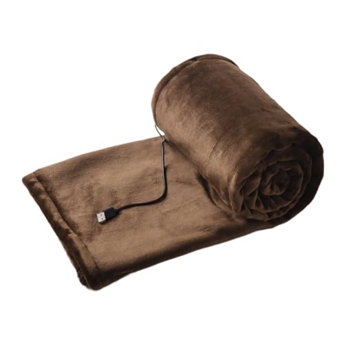 Battery Operated Heated Blanket Throw, Cozy Soft Flannel Electric Blanket, 3 Heating Levels, Fast Heating & Machine Washable(Brown,63