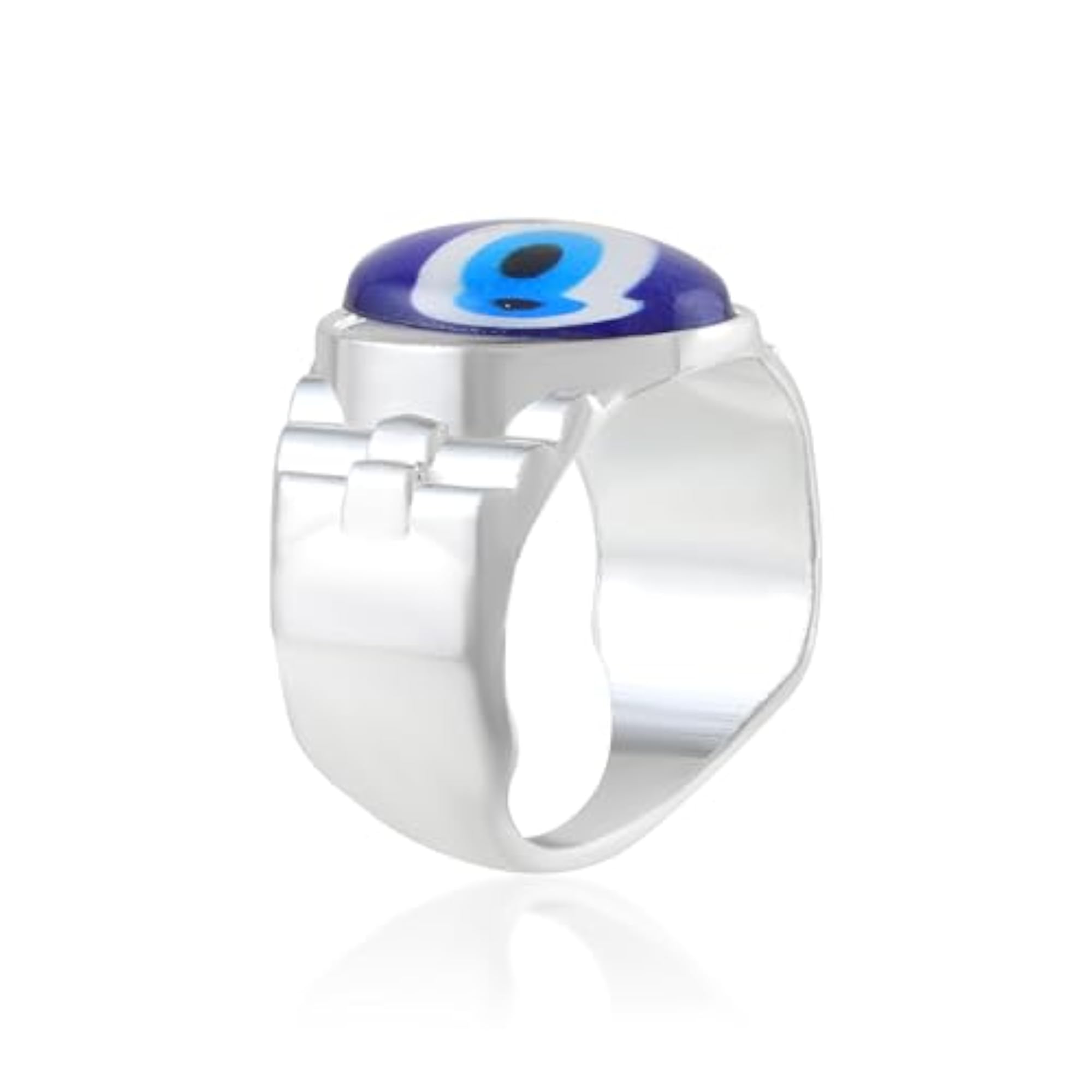 Silver Brass Evil Eye Adjustable Finger Ring, Unisex