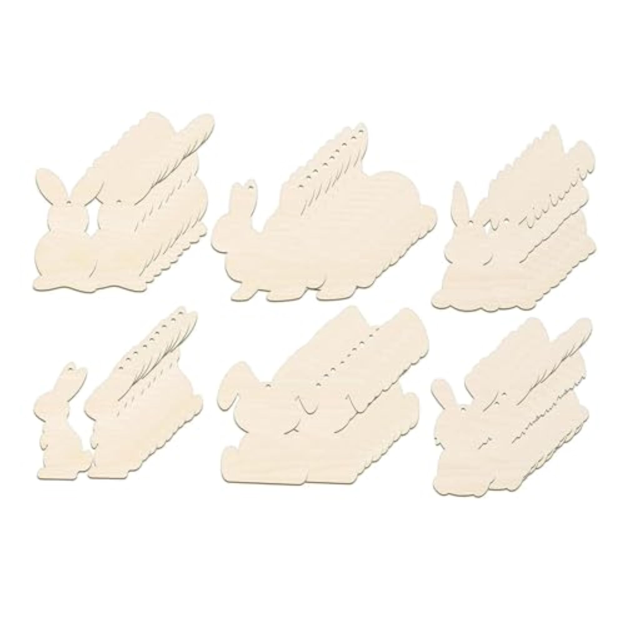 60x Easter Wooden Bunny Cutouts for Easter Decorations