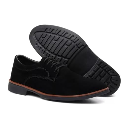Sapato Oxford Masculino Social Casual Elegante Em Camurça Legítima Com Cadarço Design Clássico Confortável Estilo Retrô Versátil (Preto, BR, Adulto, Numérico, 42)