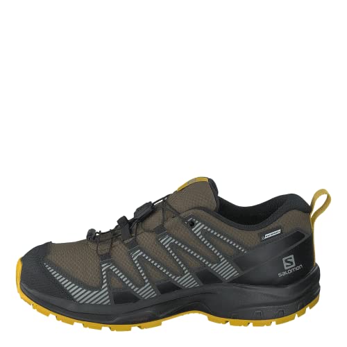 SALOMON XA Pro V8 Climasalomon Waterproof, Zapatos de Trail Running Unisex niños, Olive Night Black Sulphur, 33 EU