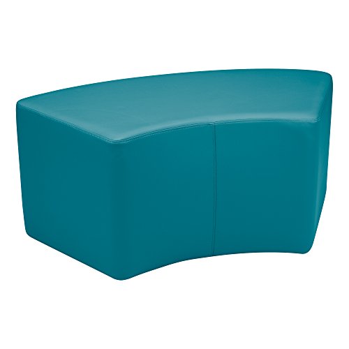 Image of Sprogs 18 inch H Structured S-Curve Stool -Flexible Modular Collaborative Soft Seating for Office, Home, Lounge and School Classrooms with Durable Frame & Set of 2 inch Casters Add-on -Teal