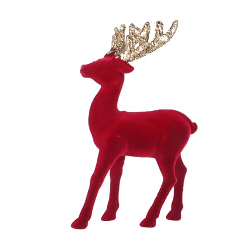 Amosfun Adornos Navideños De Decoración del Hogar Estatua Grande De Reno Reno para Repisa Figura De Flocado De Terciopelo Centro