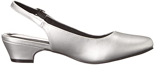 Angel Steps Women's Adult Delia Pumps Dress Shoes Low Heel Slingback Silver 8 Medium US Women3