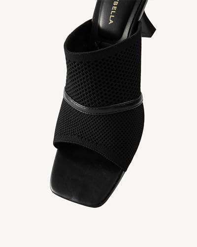 Mousse Fit Women's Mesh Heeled Sandals, Square Open Toe Heeled Mules for Women, Commute Slip On Stiletto Heeled Slides3
