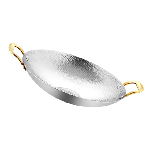 Ciieeo Stainless Steel Hammered Griddle Double Handle Pan for Cooking Outdoor