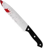 VEYLIN Halloween Costume Prop Bloody Knife, 30 cm Plastic Halloween Bloody Knife, Blood Splatter Design for Halloween Party Costume