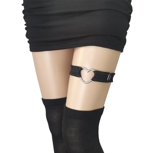 2Pcs Adjustable Heart Lace Thigh Garter for Wedding Bride, Elastic Leg Garters Belt for Women Parties2