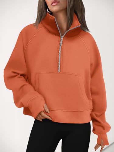 Image of AUTOMET Womens Sweatshirts Half Zip Cropped Pullover Fleece Quarter Zipper Hoodies 2026 Fall Fashion Outfits Clothes