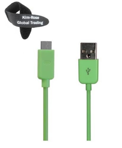 10' Ft 3m Green (Extra Long) Micro USB Data Sync Charger Cable for Samsung Galaxy S S3 I9300 S2 I9100 + Free Tie.