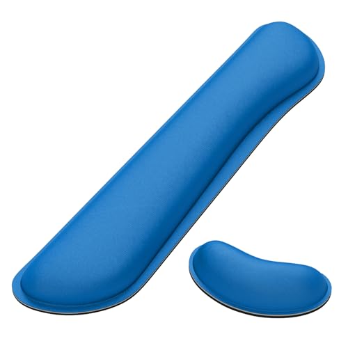 Dapesuom Enlarge Keyboard Wrist Rest, Memory Foam Wrist Cushion for Desk Mats Support, Cute Typing Pain Relief Keyboard Mouse Pad Rests Set with Non-Slip Base for Gaming Laptop Office, Dark Blue