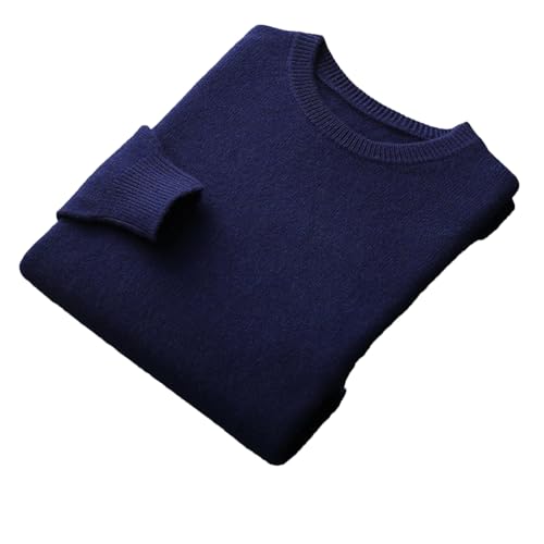Men’S Loose Fit Round Neck Pullover Sweater Long Sleeve Thick Cashmere Wool Blend Anti-Pilling Knit Jumper Top