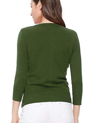 Image of Women's 3 /4 Sleeve Crew Neck Button Down Stretch Knit Cardigan Sweater (S-3XL)