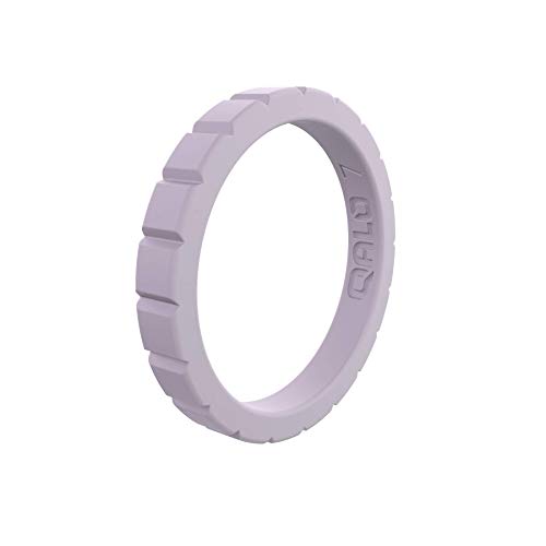 QALO Women's Rubber Silicone Ring, Step Stackable, Wedding Ring for Women, Breathable, Durable Engagement Silicone Band, 3mm Wide 2mm Thick, Multi Color