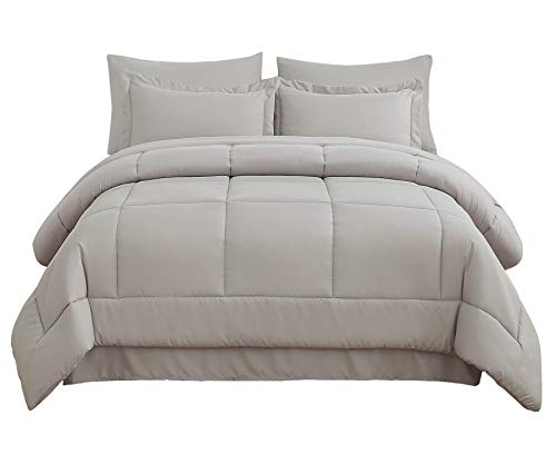 Emme Grey Comforter Set Queen Bed In A Bag 7 Pieces, Down Alternative Brushed Microfiber Bedding Comforter Set With Sheets, Ultra Soft And Comfortable Bed Set For All Season (Full/Queen, Grey) #TOP6