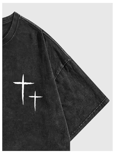 Men's Cross Print T Shirts Crew Neck Short Sleeve Graphic Tee Tops3